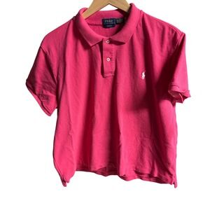 Polo Ralph Lauren Pink Cropped Polo Shirt Short Sleeve Top 2XL